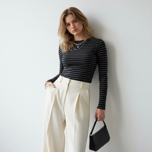 TOP À MANCHES LONGUES RAYÉ