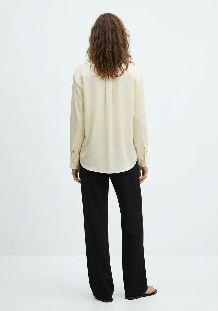 CHEMISE SATINÉE COL OFFICIER