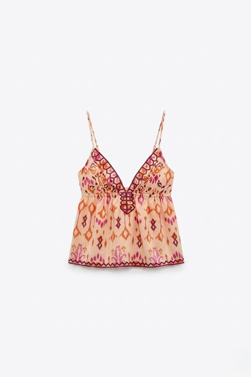 TOP ÉVASÉ À DÉCOLLETÉ BRODÉ