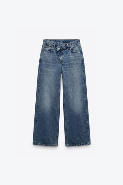 JEANS À FERMETURE ASYMÉTRIQUE