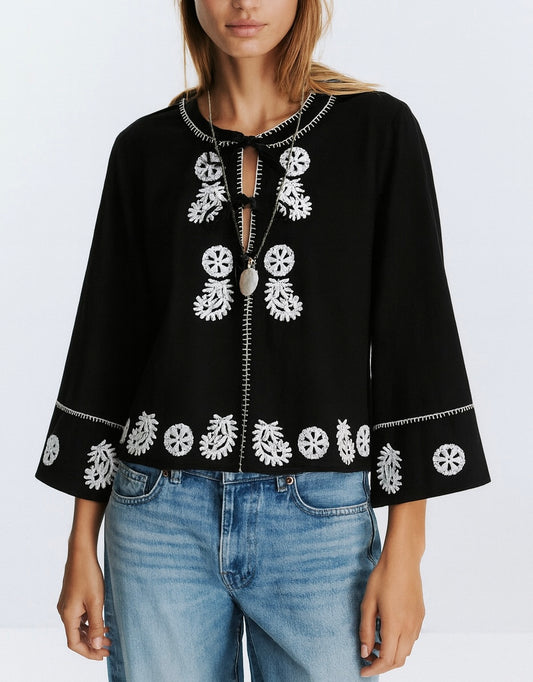 CHEMISIER BRODERIE FLORALE