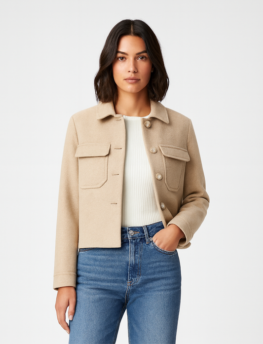 VESTE EFFET LAINE À POCHES PLAQUÉES