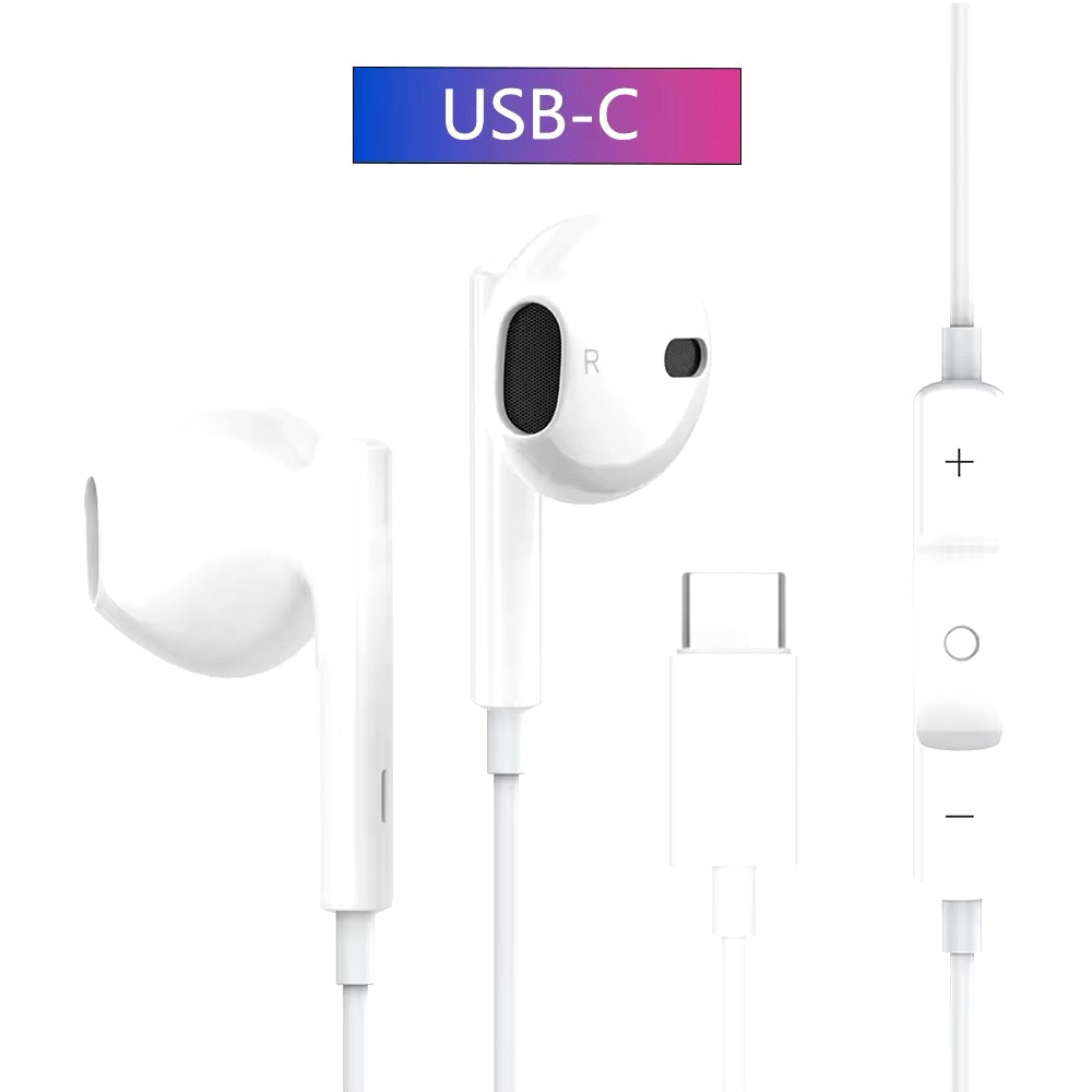 White Wired Headphones - iPhone / USB-C / 3.5mm Models