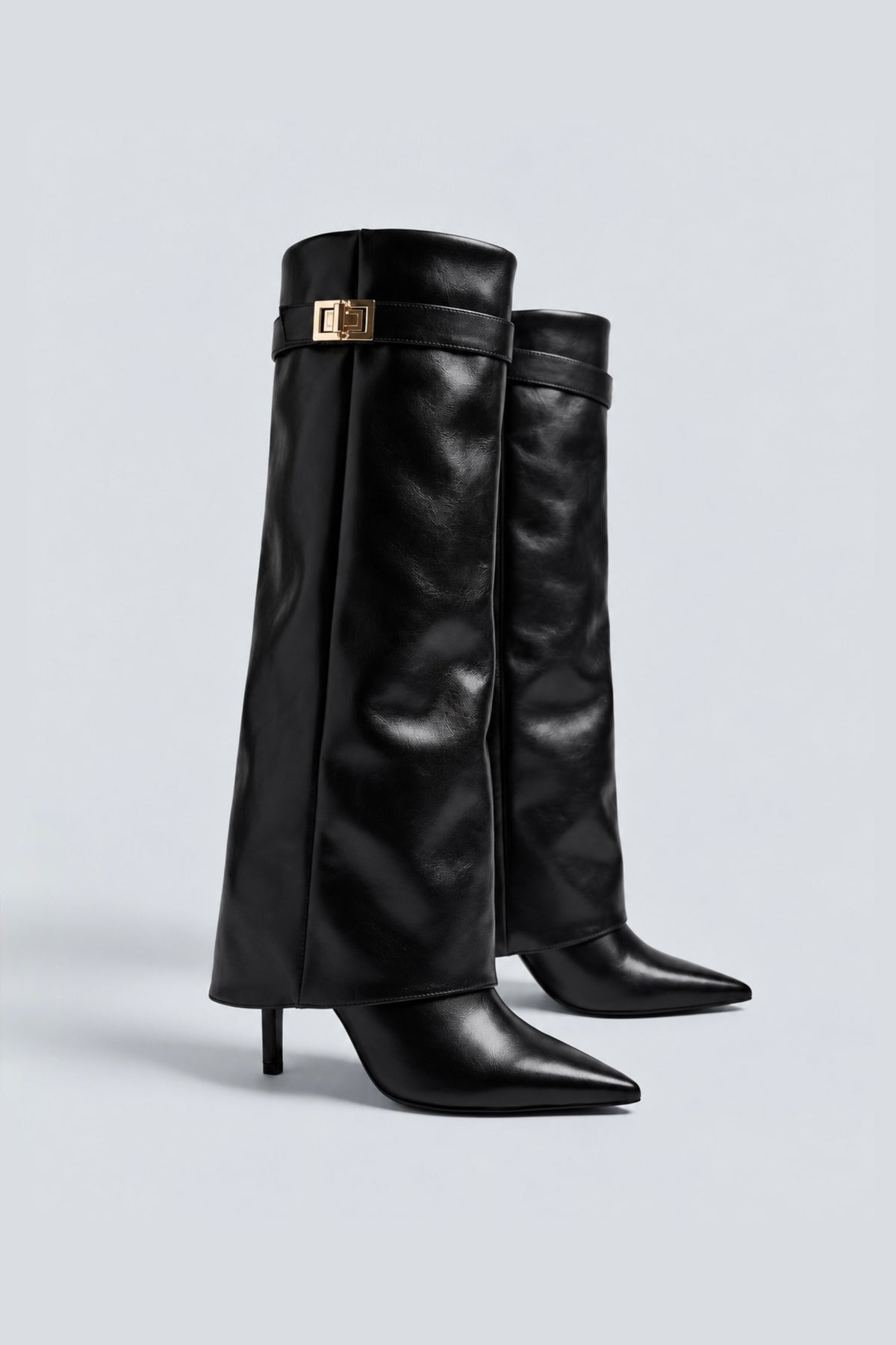 BOTTES HAUTES EFFET CUIR À TIGE RABATTUE