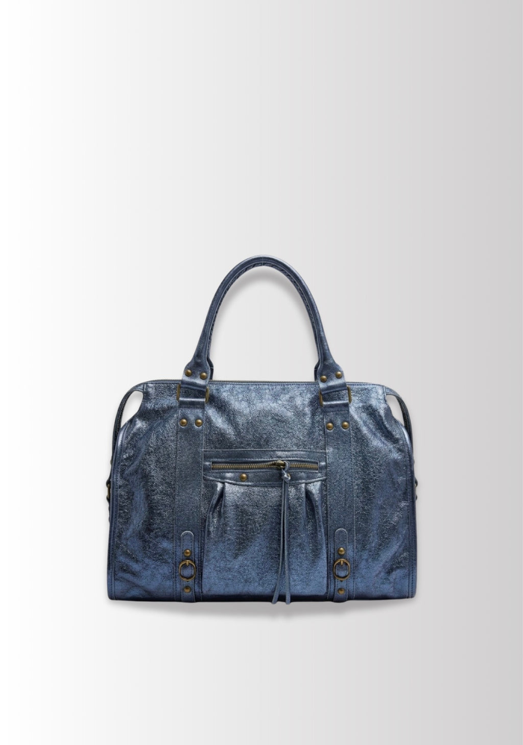 Sac à main en cuir brossé Bleu