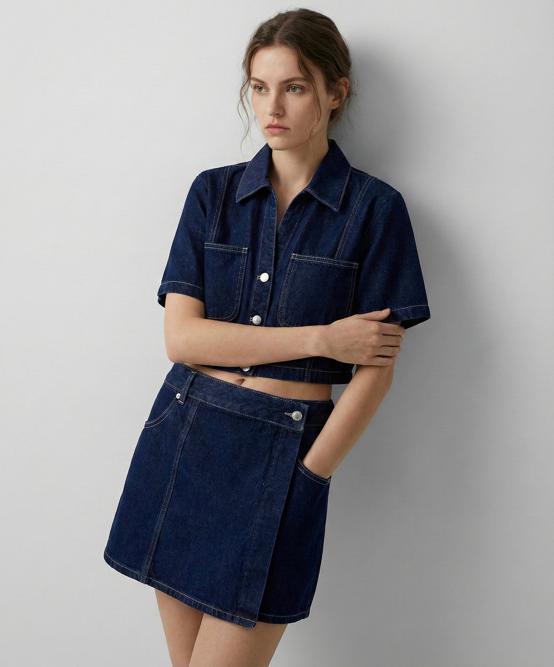 ENSEMBLE SHORT & CHEMISE EN JEAN