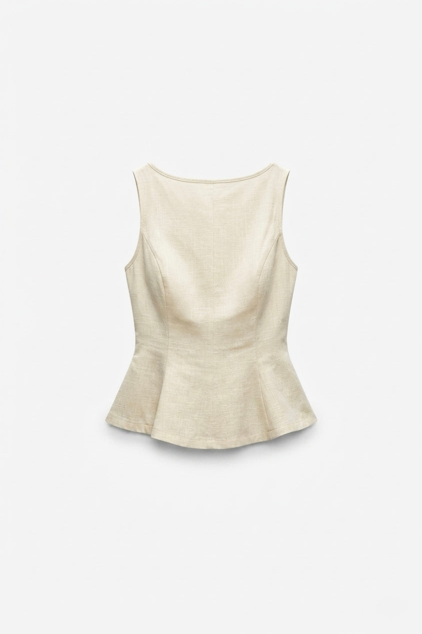TOP SANS MANCHES COUPE PEPLUM