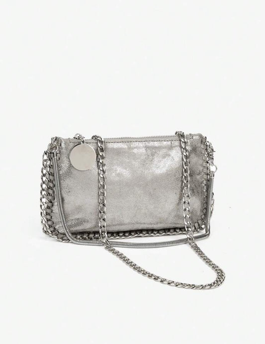 POCHETTE MÉTALLIQUE EN CUIR PU