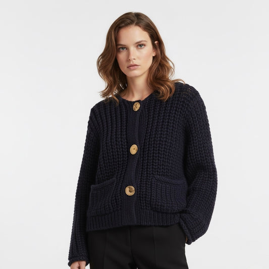 GILET IN MAGLIA CON BOTTONI ORO