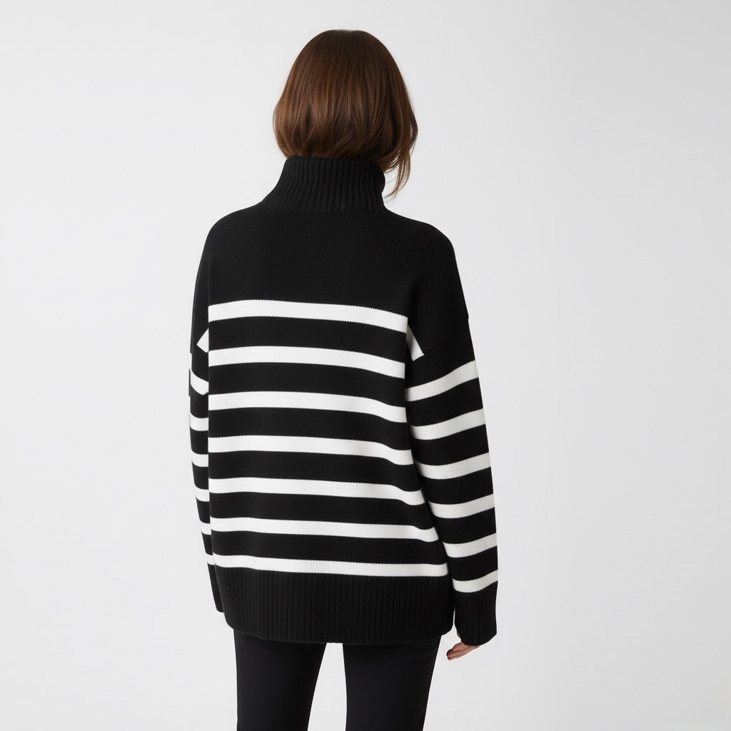 PULL MARINIÈRE À COL MONTANT