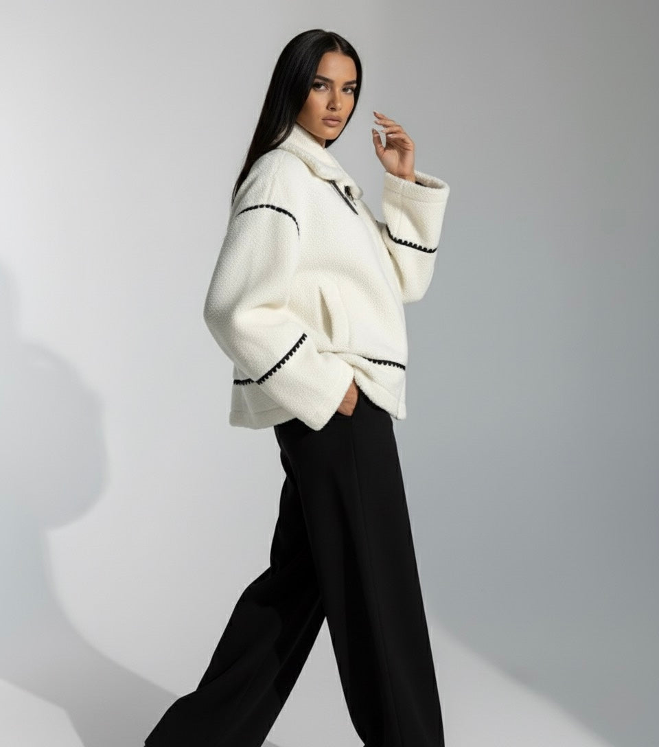 VESTE SHERPA ZIPPEE AVEC DETAIL SANGLES