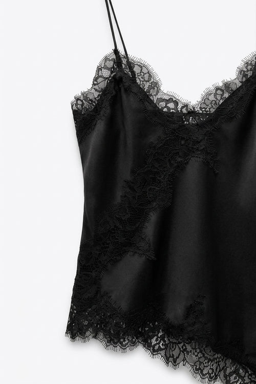 SATIN CAMISOLE WITH LACE DETAILS