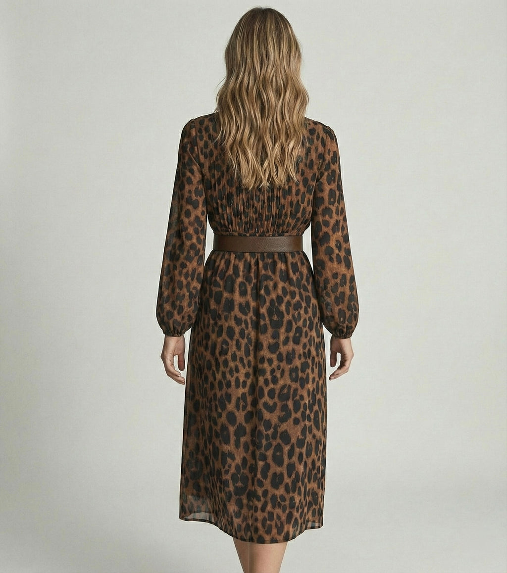 ROBE MIDI IMPRIMÉE À CEINTURE