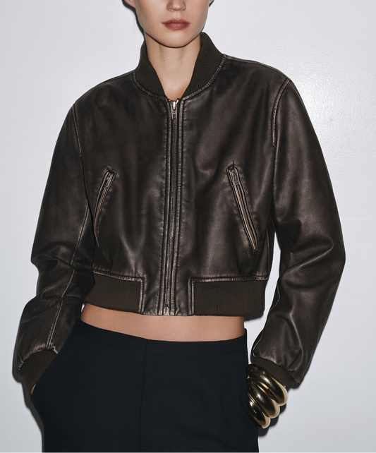 BOMBER EFFET CUIR LISSE