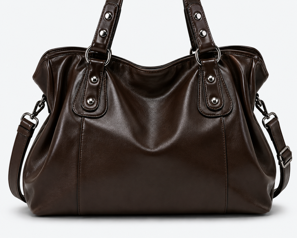 SAC CABAS EN CUIR PU AVEC ANSES CLOUTÉES