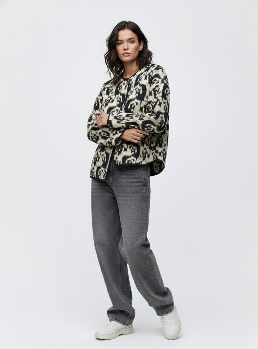 BLOUSON MATELASSÉ IMPRIMÉ LÉOPARD