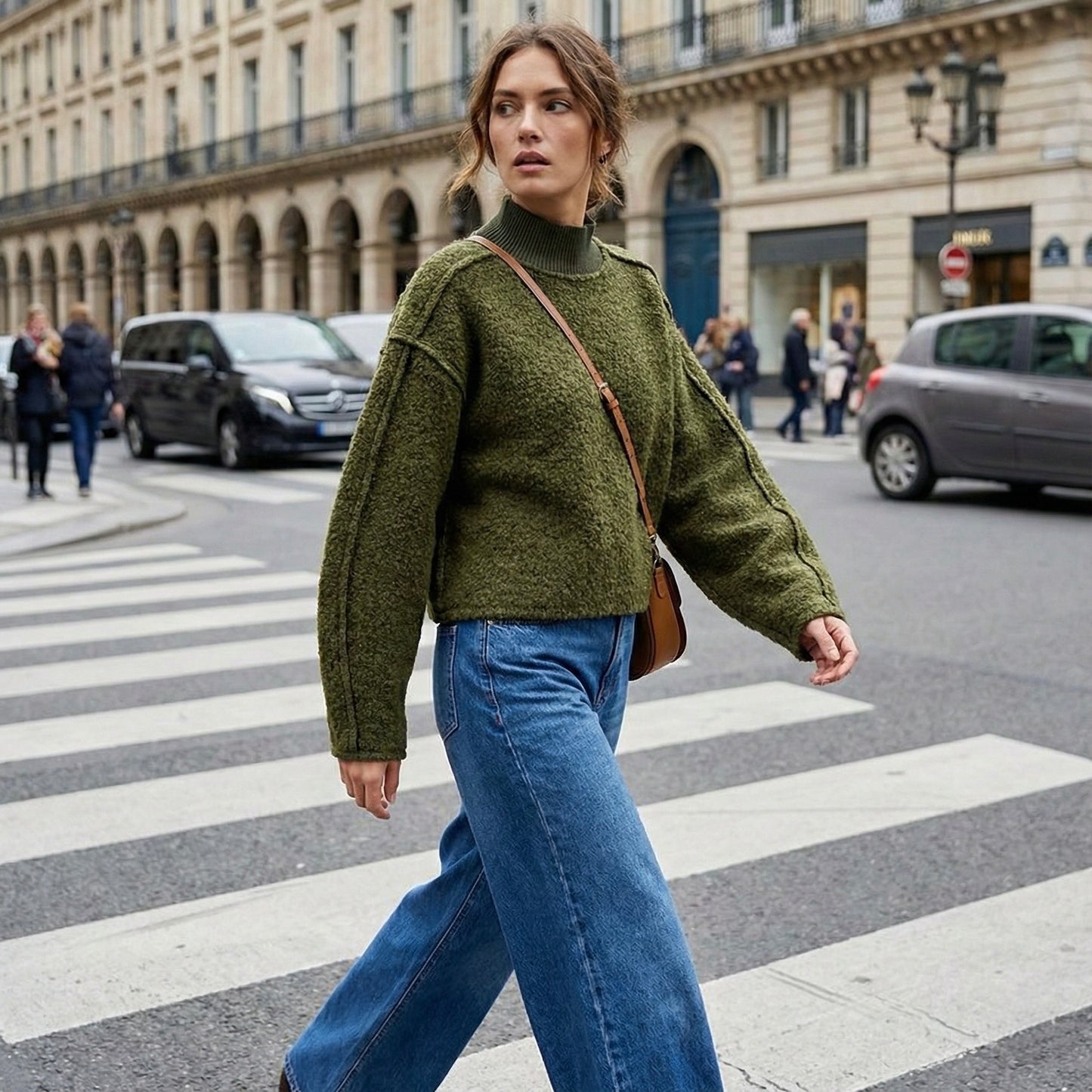 PULL TEXTURÉ À COL MONTANT CÔTELÉ