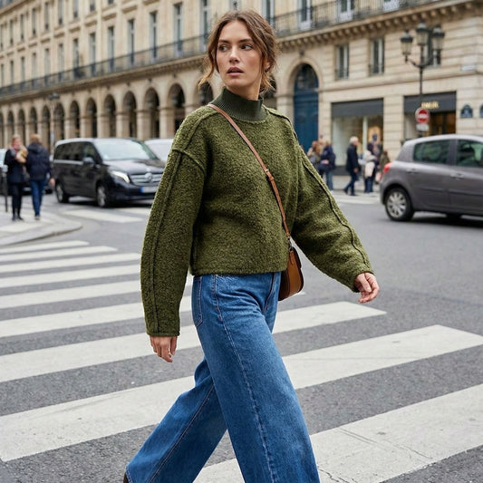 PULL TEXTURÉ À COL MONTANT CÔTELÉ