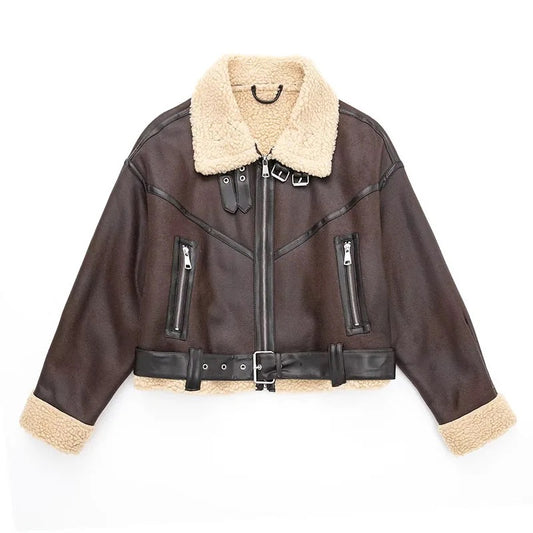 Manteau vintage en cuir PU • Femme