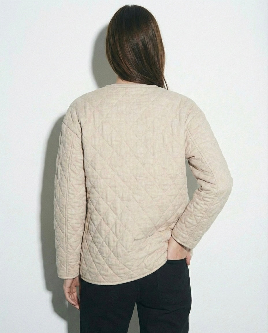 LINEN-EFFECT PADDED JACKET