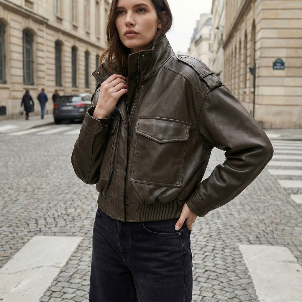 BLOUSON COURT À POCHES PLAQUÉES