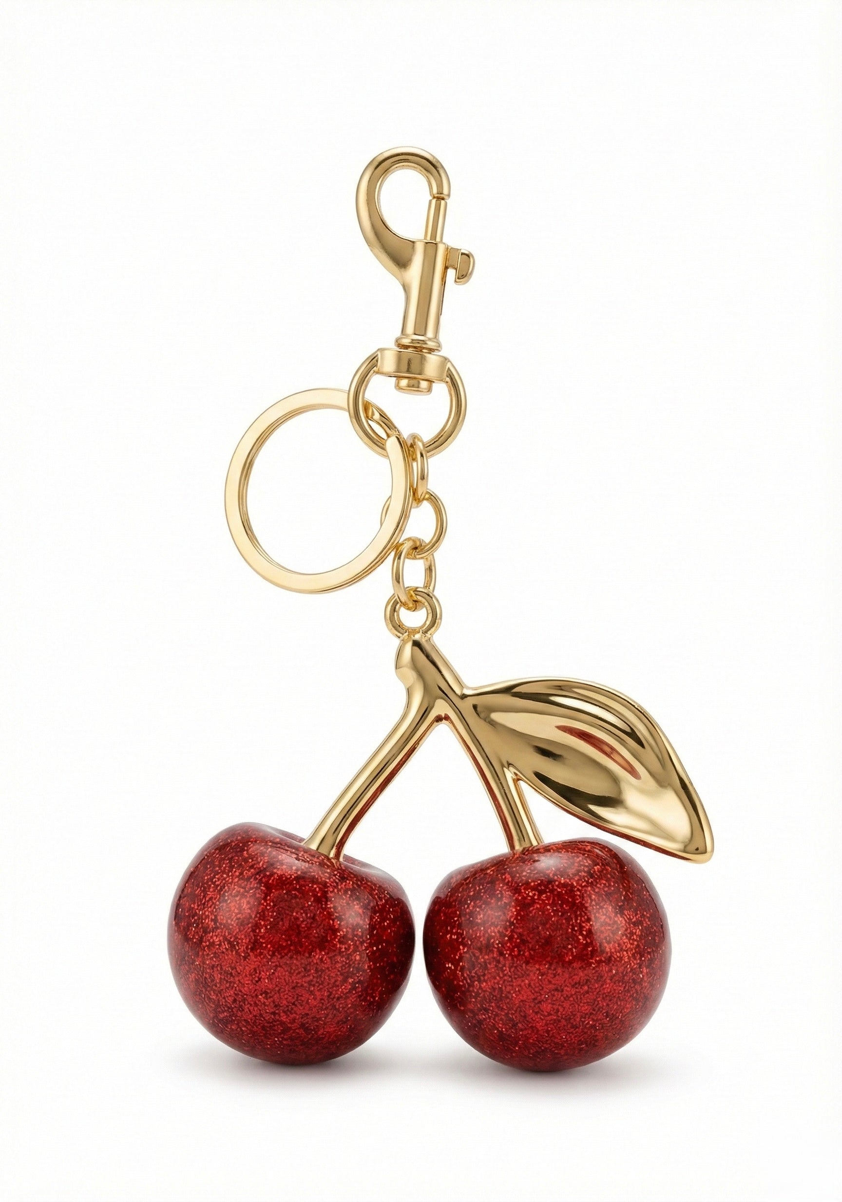 PORTE-CLÉS DOUBLE CERISE MÉTALLIQUE