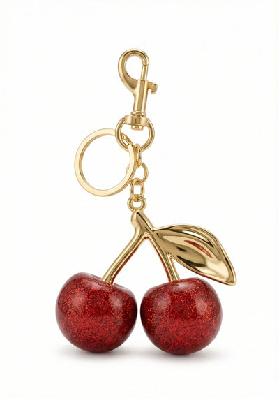METALLIC DOUBLE CHERRY KEYCHAIN