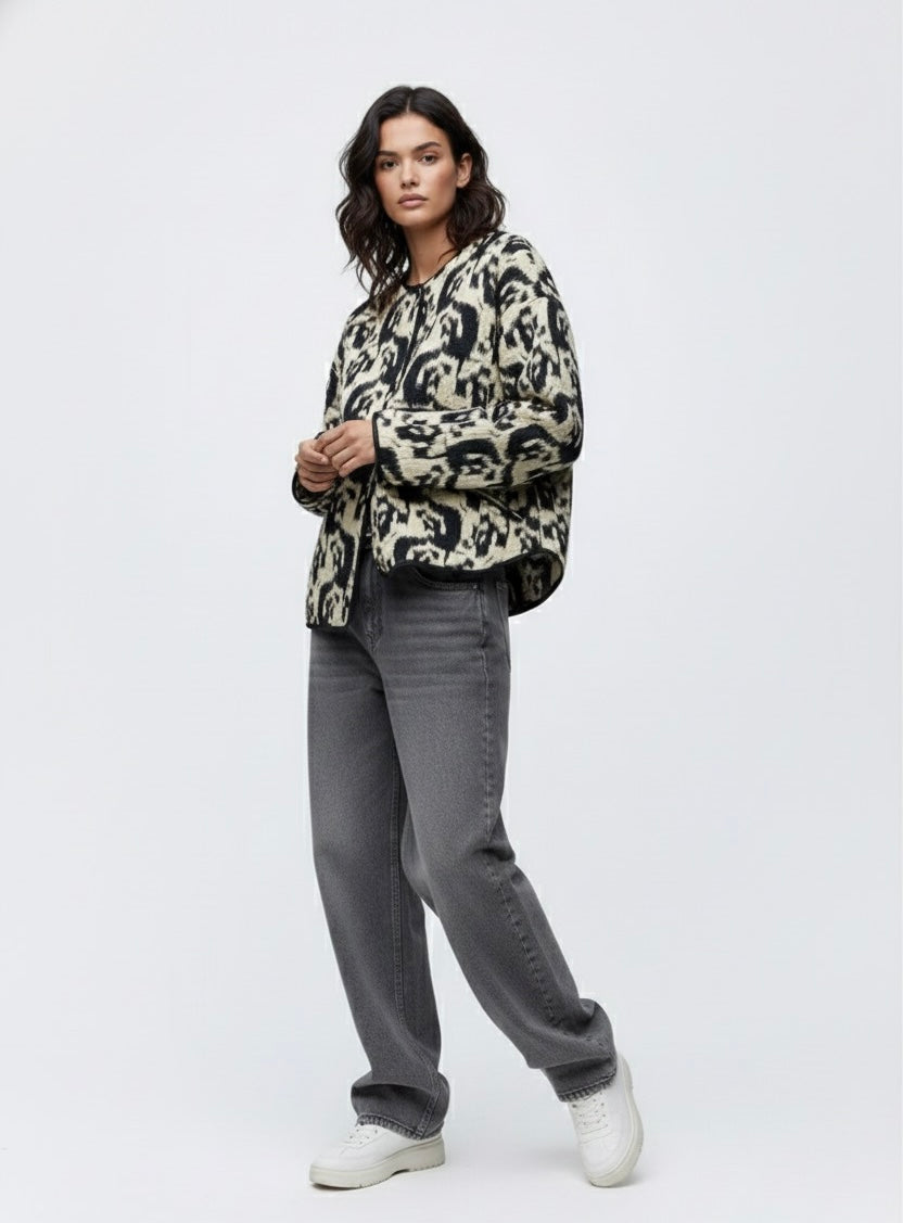 BLOUSON MATELASSÉ IMPRIMÉ LÉOPARD