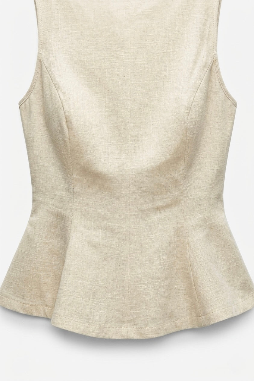 TOP SANS MANCHES COUPE PEPLUM