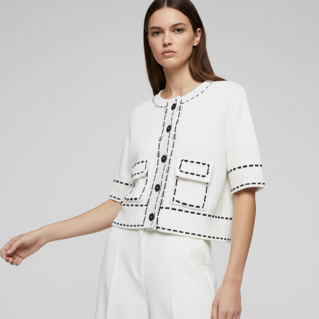 GILET COURT À BOUTONS FACETÉS