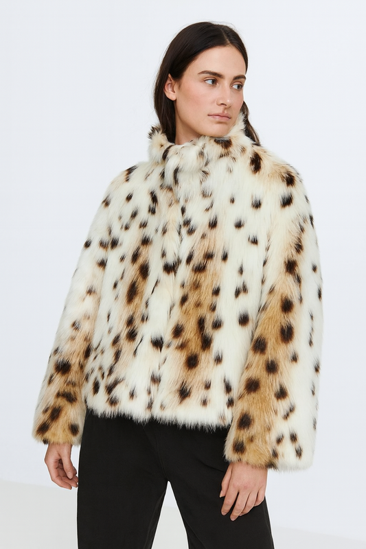 Giacca effetto pelliccia stampa leopardata • Donna