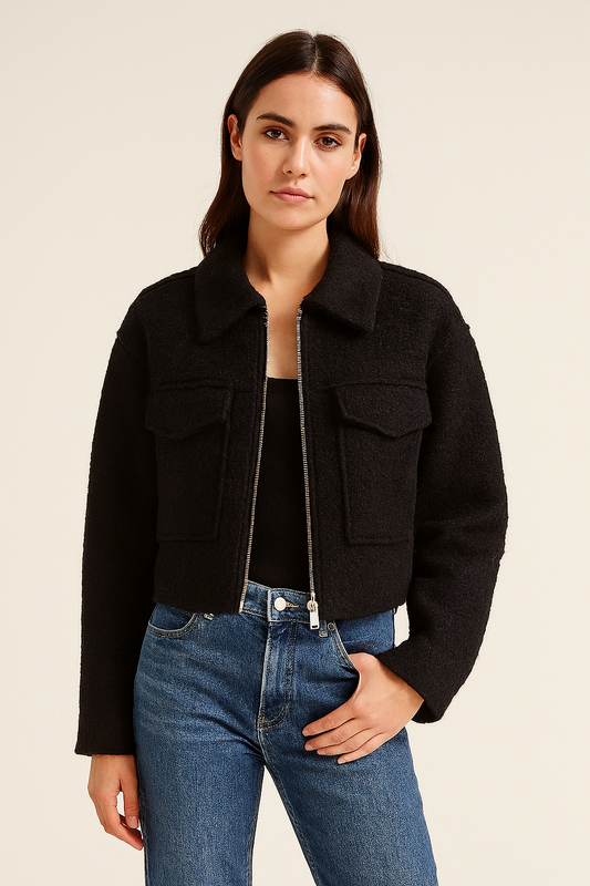 VESTE TEXTURÉE À GRAND COL