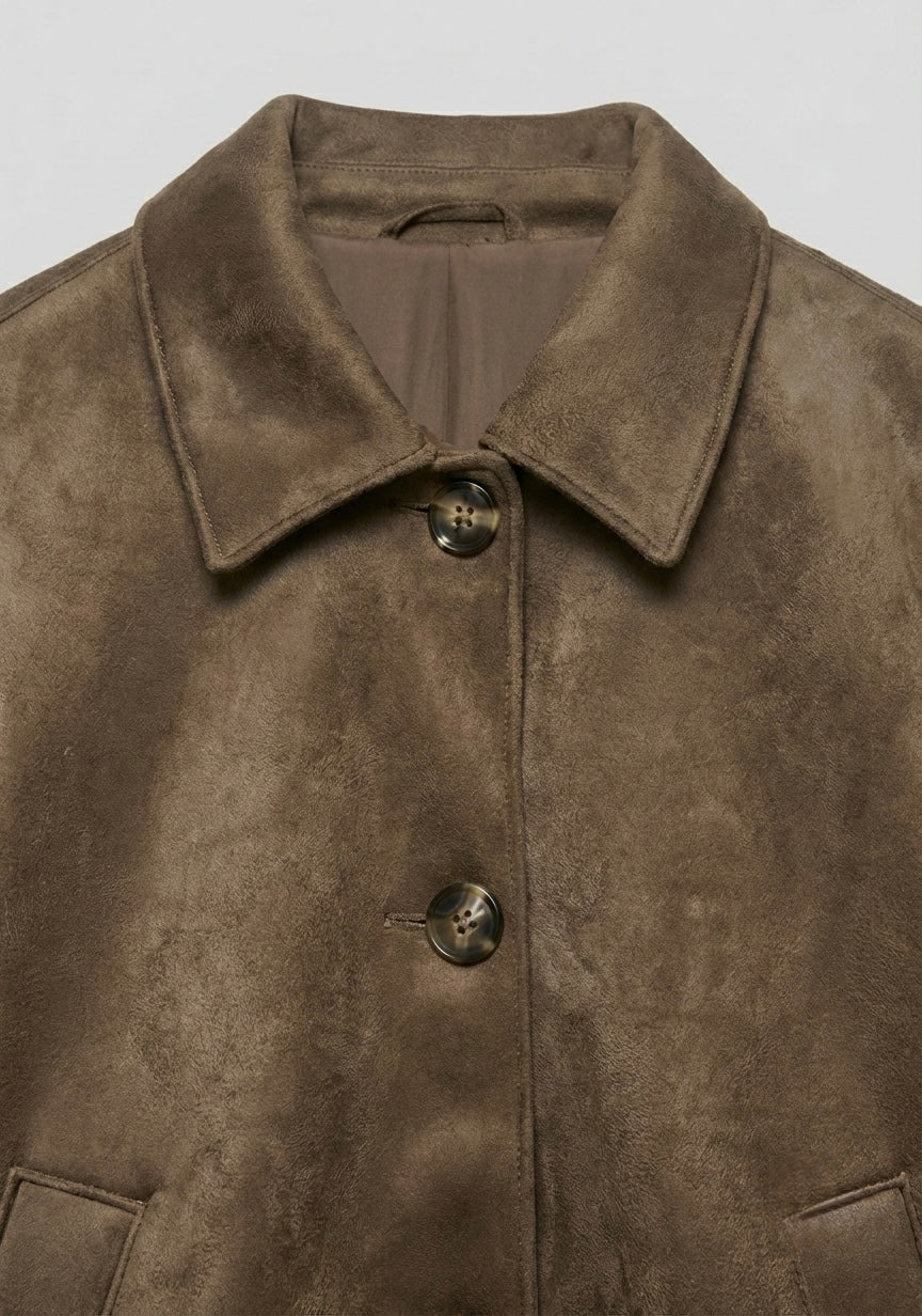 VESTE COURTE À COL CLASSIQUE ET BOUTONNAGE