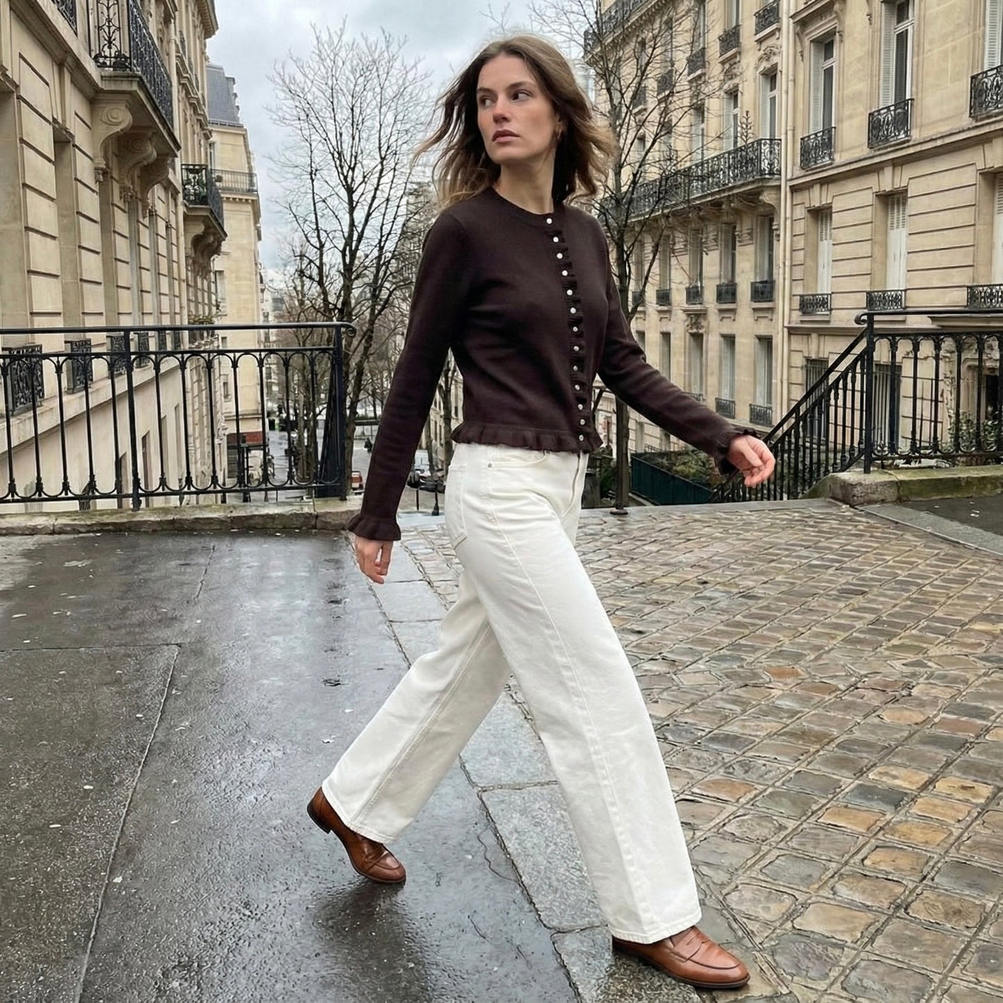 CARDIGAN COURT À FINITIONS VOLANTÉES