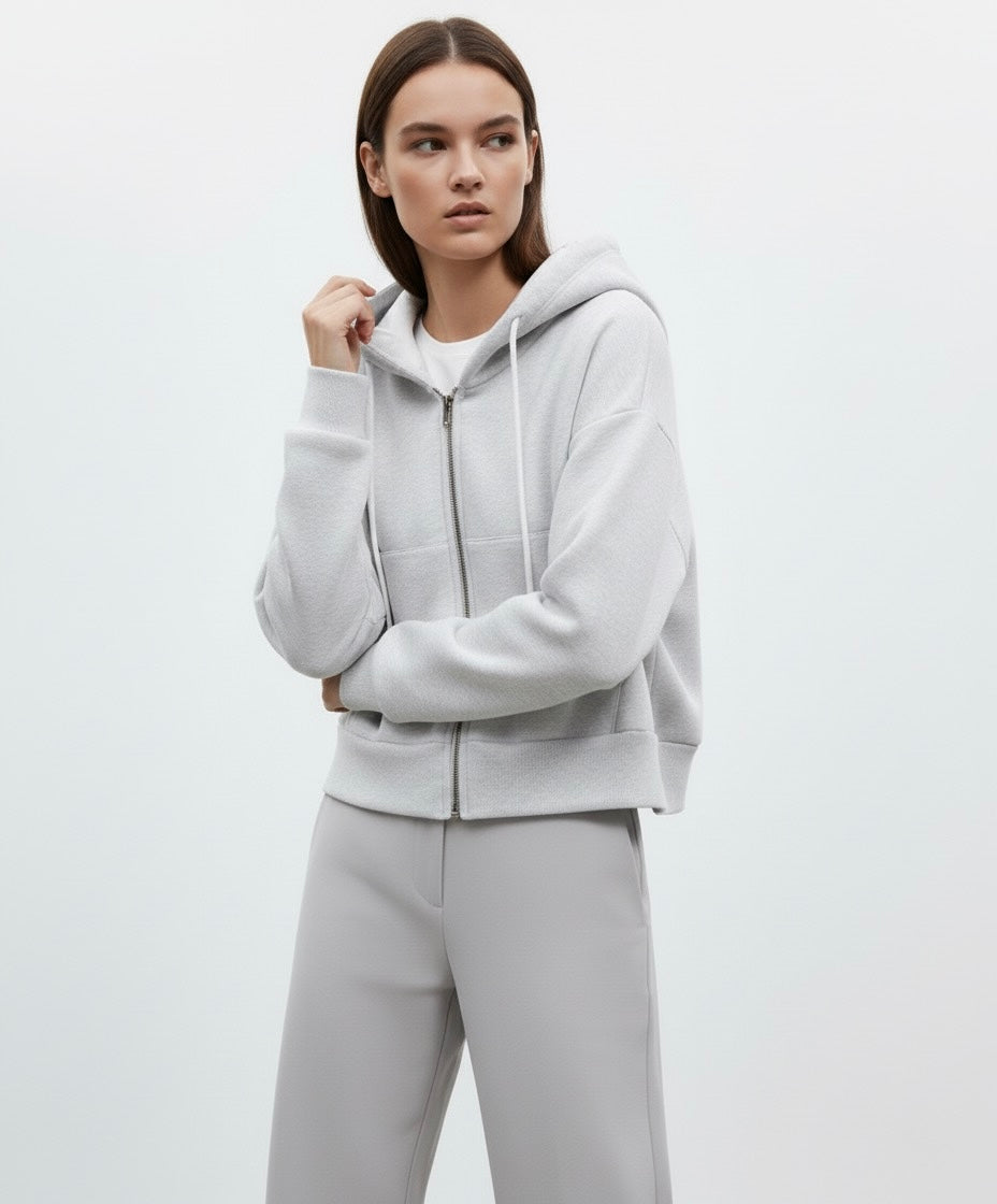 SWEAT À CAPUCHE ZIPPÉ COURT