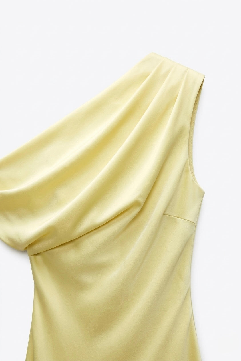 ROBE LONGUE ASYMÉTRIQUE DRAPÉ