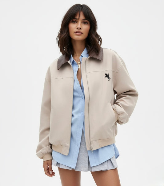 BLOUSON CONTRASTÉ À COL CLASSIQUE