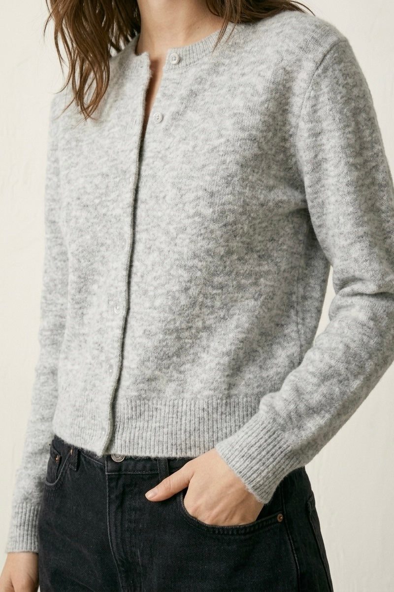 CARDIGAN MAILLE BOUTONNÉ COL ROND