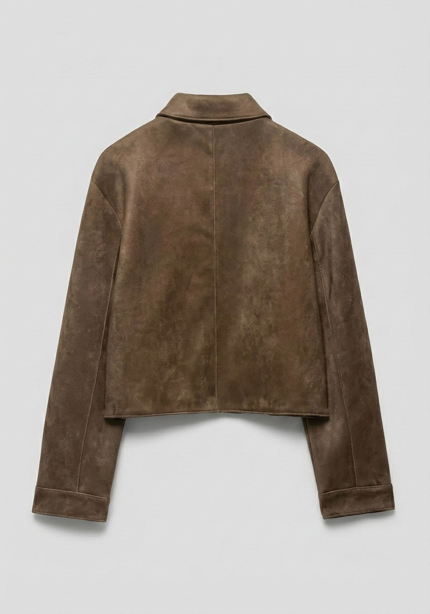 VESTE COURTE À COL CLASSIQUE ET BOUTONNAGE