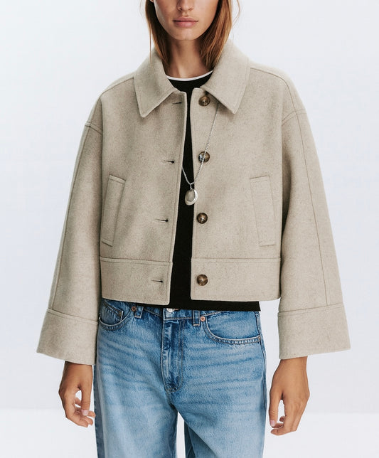 VESTE COURTE EFFET LAINE MÉLANGÉE