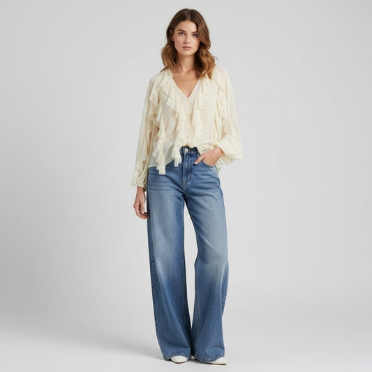 BLOUSE VOLANTÉE À MANCHES AMPLE