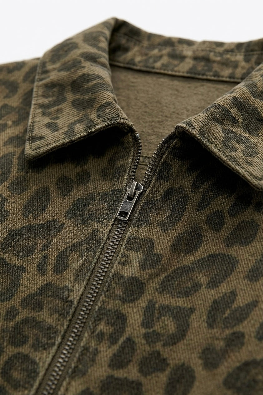 VESTE ZIPPÉE À IMPRIMÉ LÉOPARD