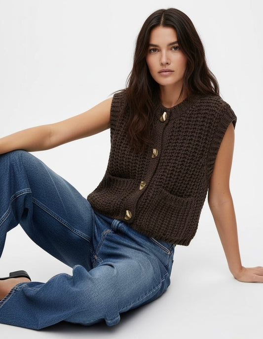 CARDIGAN IN MAGLIA SENZA MANICHE 