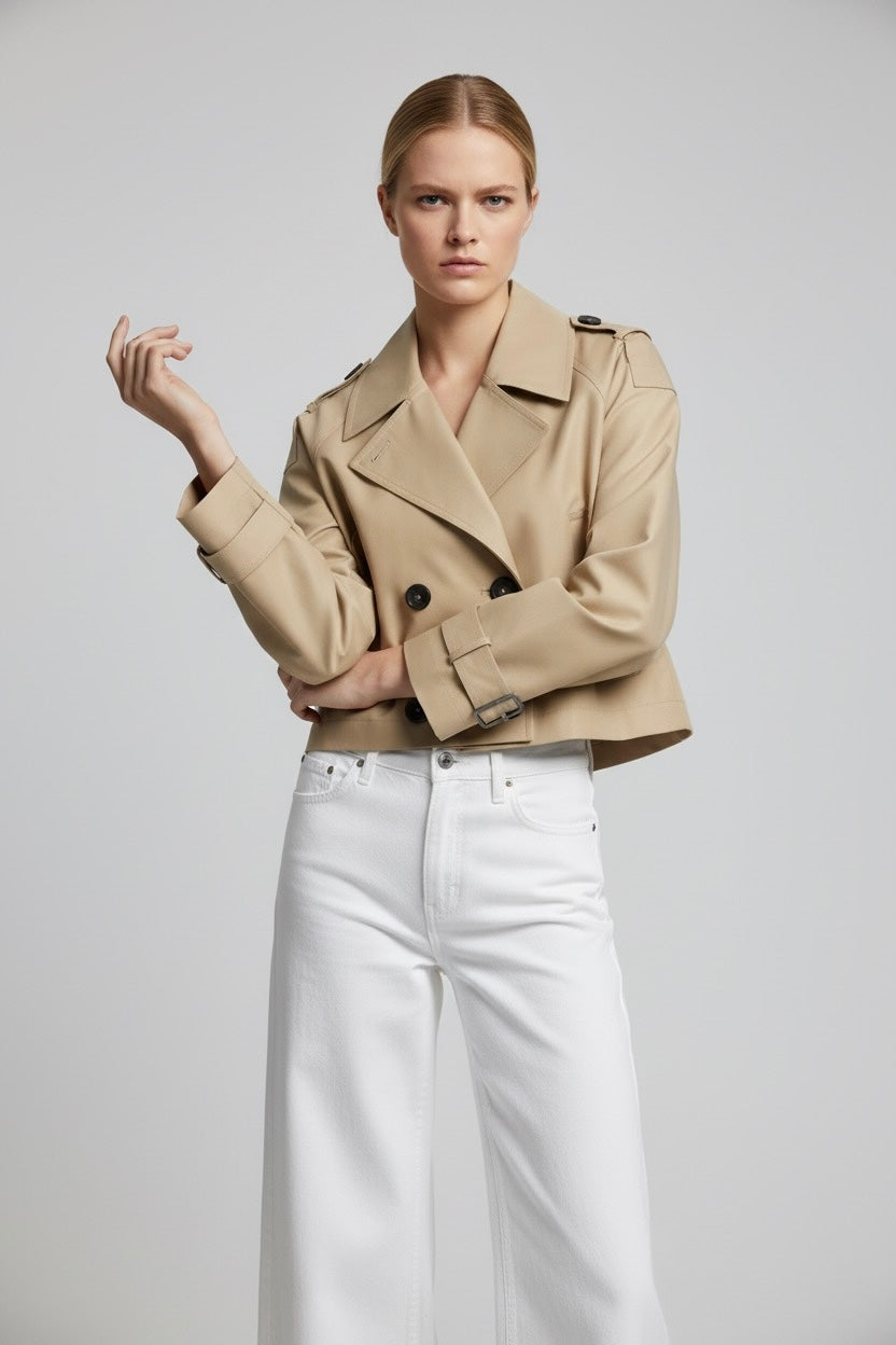 TRENCH COURT STRUCTURÉ À DOUBLE BOUTONNAGE