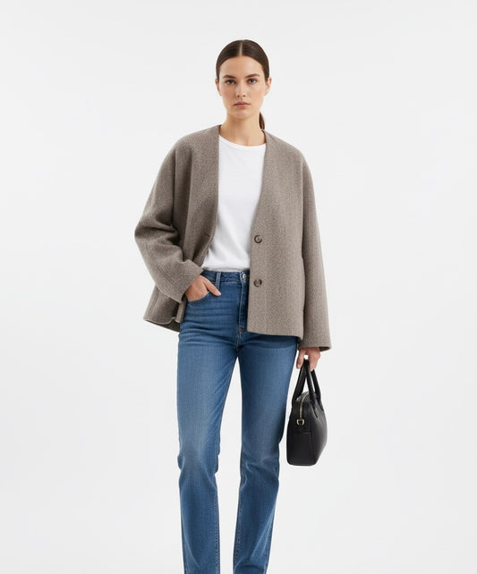 BLAZER CROPPED À COL V PLONGÉ