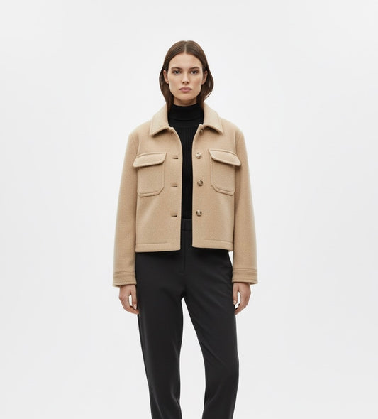 VESTE EFFET LAINE À POCHES PLAQUÉES