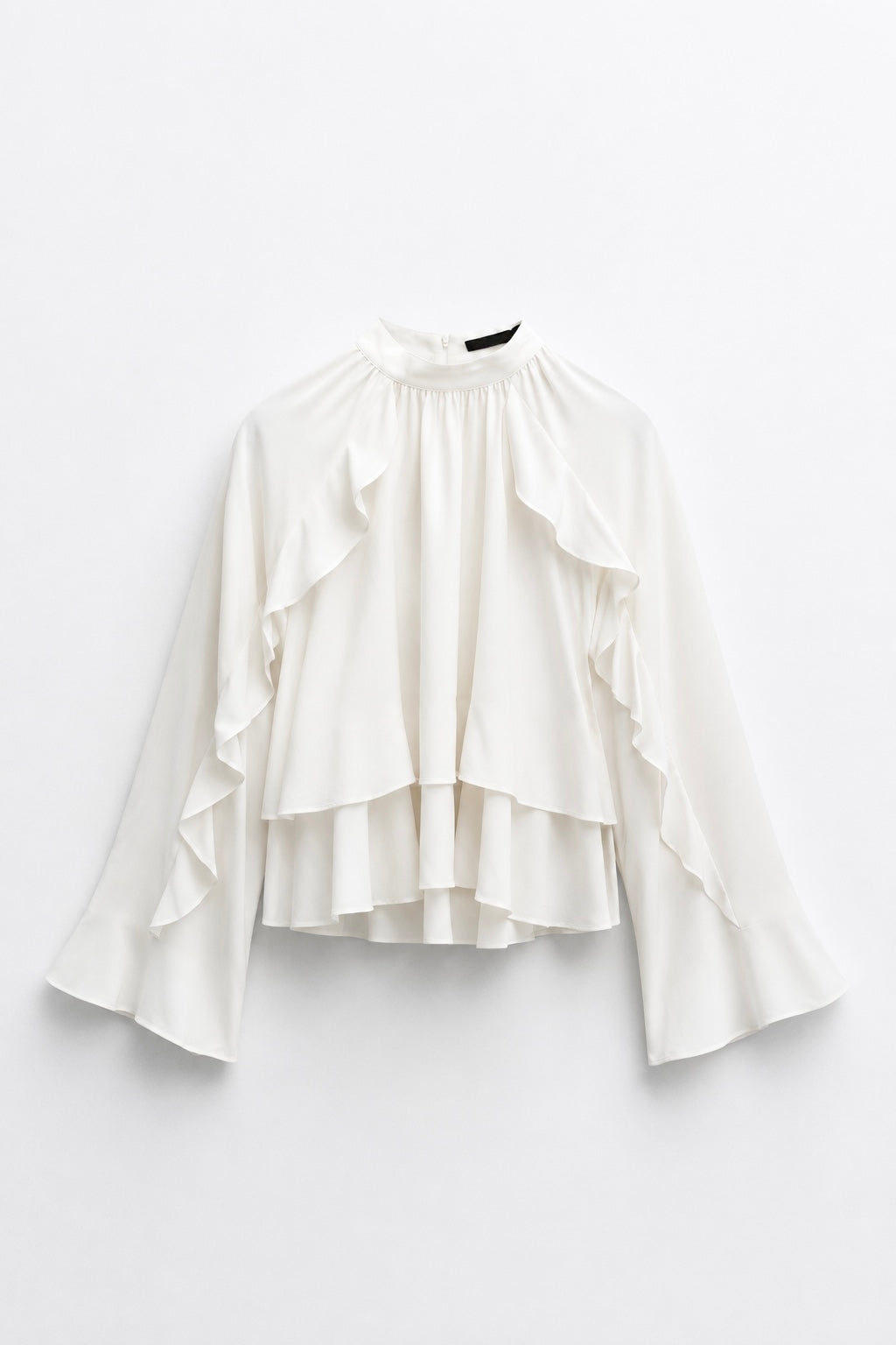 BLOUSE COURTE COL MONTANT VOLANTS