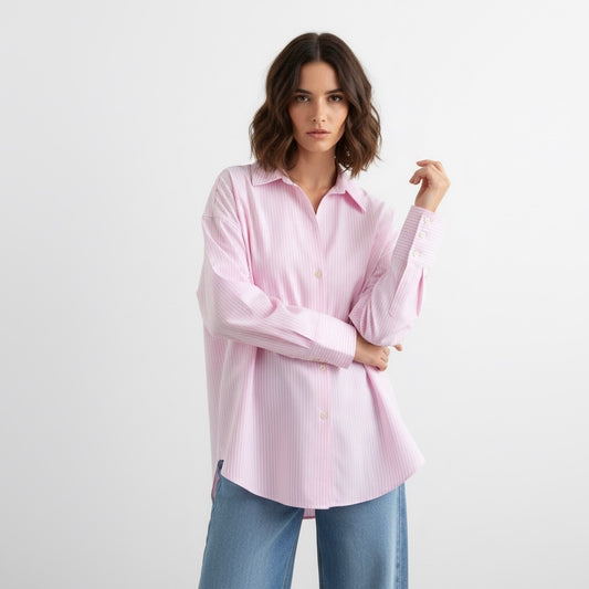 CAMICIA A RIGHE IN TESSUTO CREPE