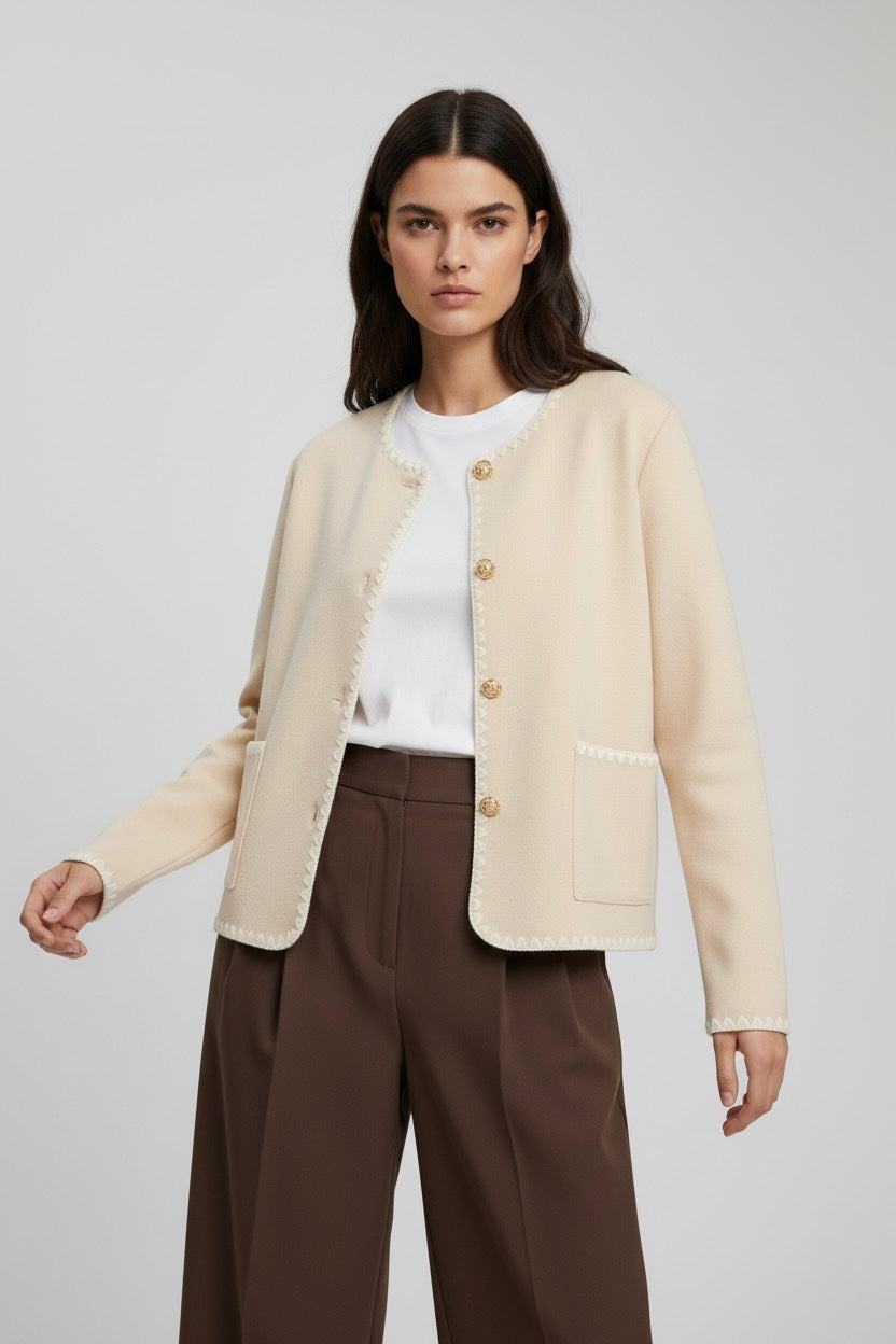 VESTE BOUTONNÉE EFFET LAINE