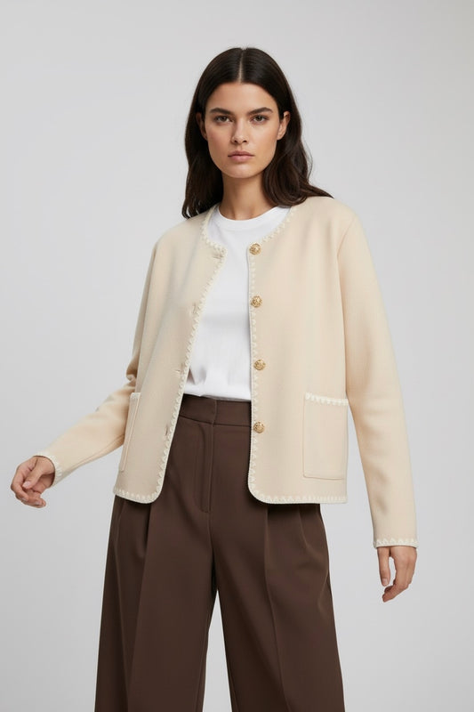 VESTE BOUTONNÉE EFFET LAINE